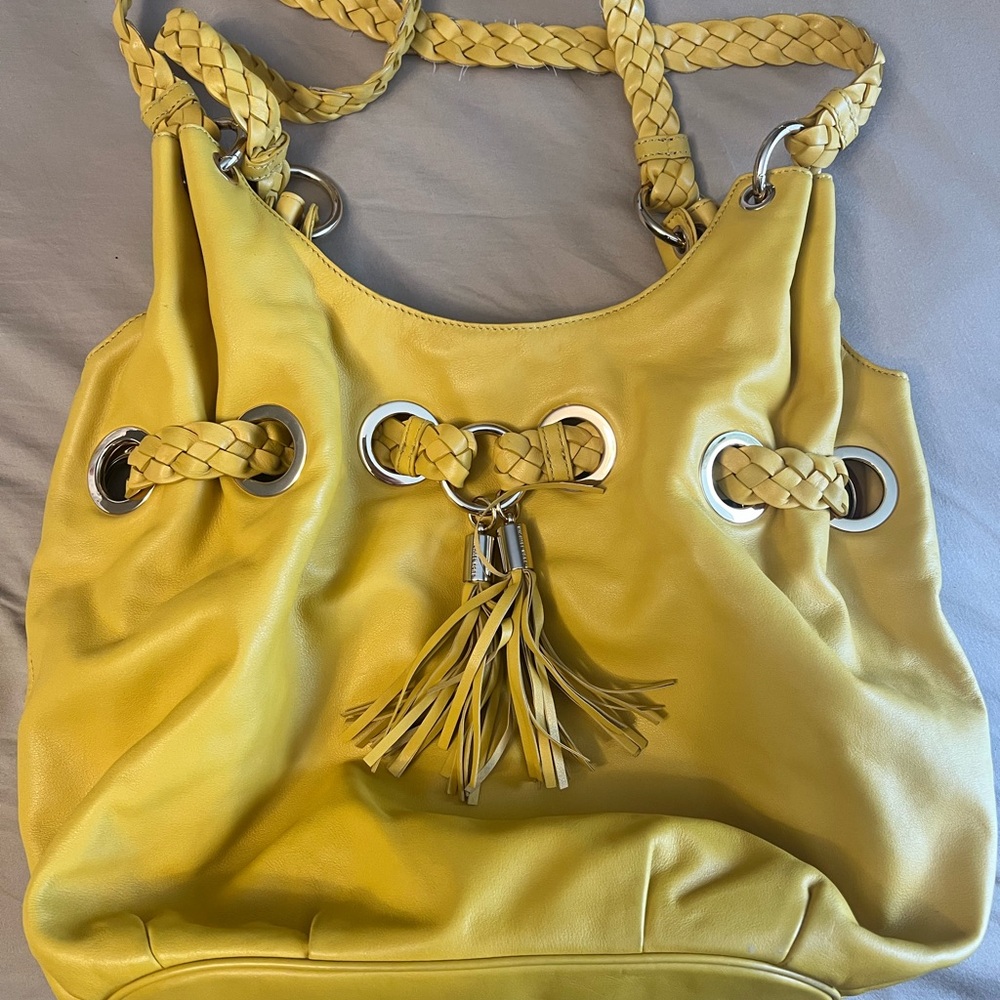 Michael Kors Mustard Color Braided Handle Shoulder Bag